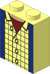 Brick  1 x  2 x  2 without Understud with Check Shirt, Blue Jacket and Dark Red Undershirt Pattern