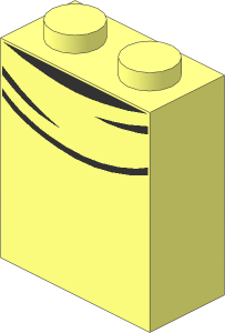 Brick  1 x  2 x  2 without Understud with  4 Curved Black Lines Pattern