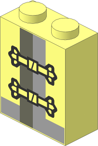 Brick  1 x  2 x  2 with Frog Clasp Closures Pattern