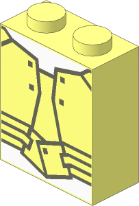 Brick  1 x  2 x  2 with Dark Bluish Grey Outlined Vest and Belt and White Undershirt Pattern