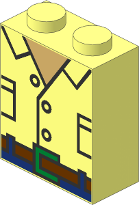 Brick  1 x  2 x  2 with Shirt, Reddish Brown Belt and Metallic Gold Buckle Pattern
