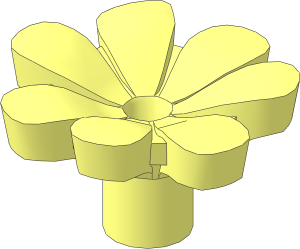Plant Flower with  7 Alternate Petals with Bar and Pin Hole