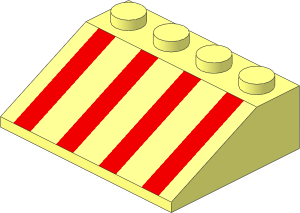Slope Brick 33  3 x  4 with Red Stripes Pattern