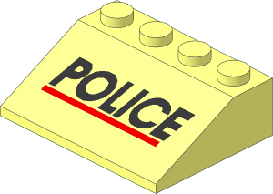 Slope Brick 33  3 x  4 with Black "POLICE" and Red Line Pattern