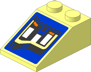 Slope Brick 33  3 x  2 with Headlamp on Blue Background Right Sticker