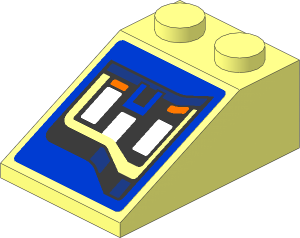 Slope Brick 33  3 x  2 with Headlamp on Blue Background Left Sticker