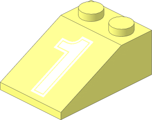 Slope Brick 33  3 x  2 with White "1" Outlined Pattern