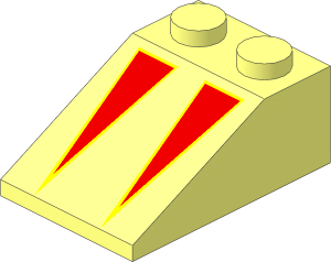 Slope Brick 33  3 x  2 with Red on Yellow Triangles Pattern