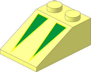 Slope Brick 33  3 x  2 with Green on Yellow Triangles Pattern