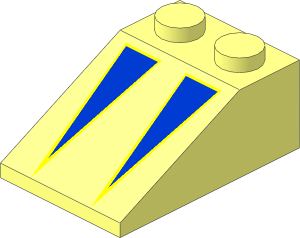 Slope Brick 33  3 x  2 with Blue on Yellow Triangles Pattern