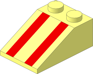 Slope Brick 33  3 x  2 with Red Stripes Pattern