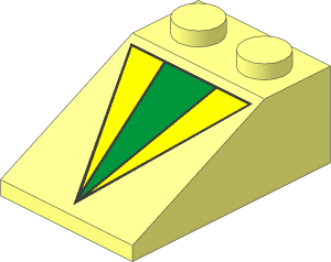 Slope Brick 33  3 x  2 with Yellow and Green V Pattern