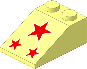 Slope Brick 33  3 x  2 with Red Stars Pattern