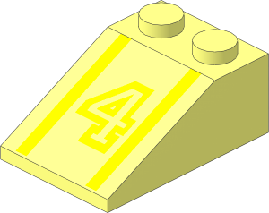 Slope Brick 33  3 x  2 with Yellow "4" and Stripes Pattern