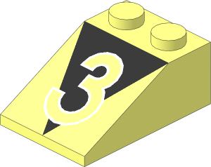 Slope Brick 33  3 x  2 with "3" over Black Triangle Pattern