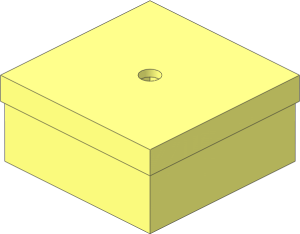 Container Box  3.5 x  3.5 x  1.333 with Hinged Lid Closed