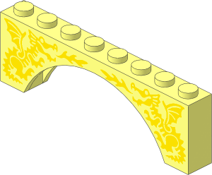 Arch  1 x  8 x  2 with Yellow Dragons Pattern