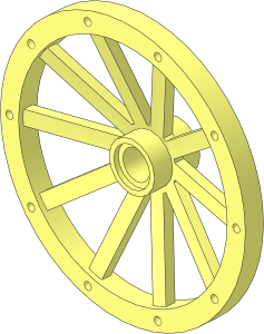 Wheel  3.2 x 43 with 10 Spokes Wooden