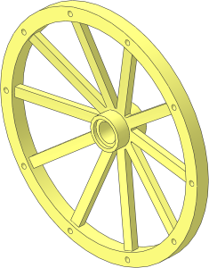 Wheel  3.2 x 56 with 10 Spokes Wooden