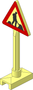 Roadsign Triangular Type 1 with Road Works with 2 Piles (Thick Worker) Pattern