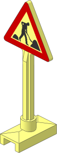 Roadsign Triangular Type 1 with Road Works with 2 Piles (Thin Worker) Pattern