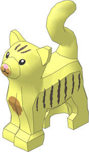Animal Cat Standing Looking Forward with Dark Tan Chest and Muzzle, Dark Brown Stripes and Bright Pink Nose Pattern