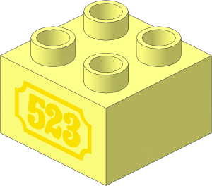 Duplo Brick  2 x  2 with Yellow "523" Antique Style Pattern