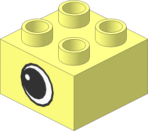 Duplo Brick  2 x  2 with Eye with White Spot on 2 Sides Pattern