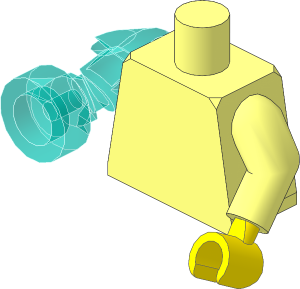Minifig Torso with Arms and Flat Silver Robotic Blaster Arm Right