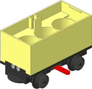 Train Battery Box Car with Two Contact Holes, Red Switch Lever and Black Wheels (Complete)