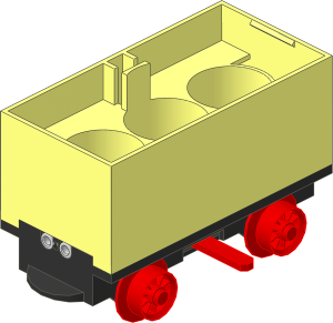 Train Battery Box Car with Three Contact Holes, Red Switch Lever and Red Wheels (Complete)