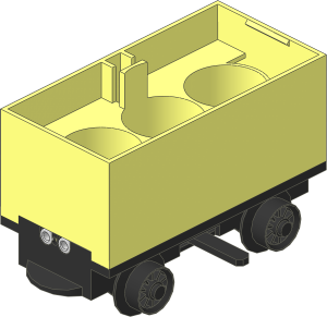 Train Battery Box Car with Three Contact Holes, Black Switch Lever and Black Wheels (Complete)