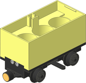 Train Battery Box Car with Three Contact Holes, Black Switch Lever, Black Wheels and Magnets (Complete)