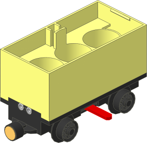 Train Battery Box Car with Three Contact Holes, Red Switch Lever, Black Wheels and Magnets (Complete)