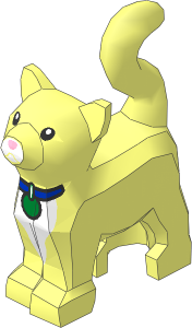 Animal Cat Standing Looking Forward with White Muzzle and Chest, Blue Collar with Gold Tag Pattern