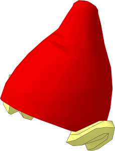 Minifig Hat Elf with Pointy Ears with Red Top Pattern