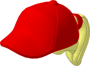 Minifig Hair with Ponytail and Red Baseball Cap Pattern