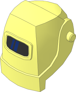 Minifig Helmet Welding with Dark Blue Stripes on Black Visor Pattern