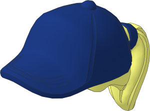 Minifig Hair with Ponytail and Dark Blue Baseball Cap Pattern