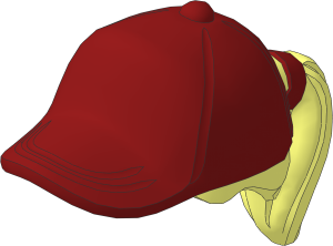 Minifig Hair with Ponytail and Dark Red Baseball Cap Pattern