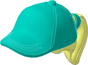 Minifig Hair with Ponytail and Dark Turquoise Baseball Cap Pattern