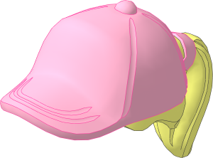Minifig Hair with Ponytail and Bright Pink Baseball Cap Pattern