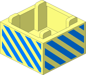 Container  2 x  2 x  1 Crate with Medium Blue Diagonal Stripes on Four Sides Pattern