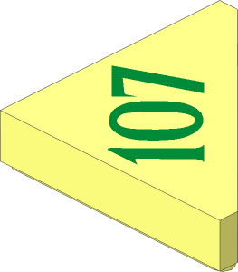 Tile  2 x  2 Triangular with Metallic Gold "107" Pattern