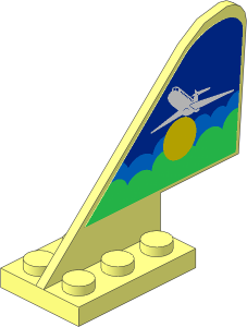 Tail  2 x  5 x  3.667 Plane with Stickers with White Airplane, Yellow Disc and Sky Scene on both Sides