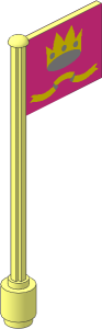 Flag on Flagpole Type 5 with Crown on Dark-Pink Sticker