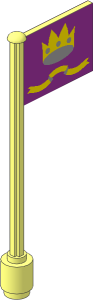 Flag on Flagpole Type 5 with Crown on Violet Sticker