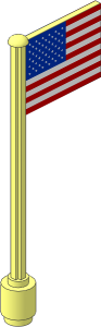Flag on Flagpole Type 5 with United States Flag Sticker