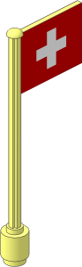Flag on Flagpole Type 5 with Switzerland Flag Sticker