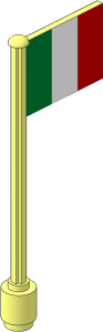 Flag on Flagpole Type 5 with Italy Flag Sticker